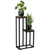 Metalinis gėlių stovas su mediniais padėklais dviems gėlėms Hazel, 67x34,5 cm