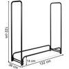 Metalinis malkinės stovas Mansur, milteliniu būdu dengtas plienas, 122 cm aukščio, juodas, malkų laikiklis namams, malkinė dėžė