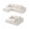 Modulinė sekcijinė sofa, L formos su gulimąja dalimi, velvetu aptraukta sofa svetainei, minkšta sofa su aukšto atšokimo kempine, smėlio spalvos, kampinė sofa poilsiui