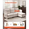 Modulinė sekcijinė sofa svetainei ir miegamajam, su paslėpta dėtuve ir aukšto atšokimo kempine, 3 vietų minkštas kampas, balkšva sofa su pufu
