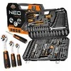 Neo Tools 233 dalių veržliarakčių rinkinys su reketiniais raktais, atsuktuvais ir replėmis