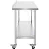 Nerūdijančio plieno darbo stalas 610x1524 mm su ratukais, dviejų aukštų, reguliuojamas, komercinis maisto ruošimo stalas, virtuvės stalas, nerūdijančio plieno stalviršis
