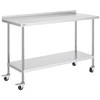 Nerūdijančio plieno darbo stalas 610x1524 mm su ratukais, dviejų aukštų, reguliuojamas, komercinis maisto ruošimo stalas, virtuvės stalas, nerūdijančio plieno stalviršis