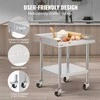 Nerūdijančio plieno darbo stalas 610x610 mm su ratukais, komercinis maisto ruošimo stalas, metalinis restorano stalas, virtuvės stalas, gamybos stalas