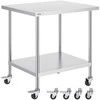 Nerūdijančio plieno darbo stalas 762 x 914 mm, 4 ratukai, virtuvės stalas, maisto ruošimo stalas
