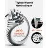 Nerūdijančio plieno vielinis lynas, 3.2 mm skersmuo, 152 m ilgis, terasų turėklams ir sodo grotelėms, su kabelių pjovikliu, 316 jūrinio plieno viela, metalinis trosas