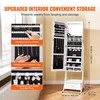 Papuošalų veidrodinė spintelė, pastatoma su saugykla, viso ūgio veidrodis, balta papuošalų spinta, pastatomas veidrodinis organizatorius