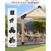 Pavėsinės rinkinys, smailiastogio stogo laikikliai 92 x 92 mm sijoms, 14 dalių komplektas su stulpų pagrindais ir kraigo laikikliais, lauko pavėsinės stoginės montavimo rinkinys