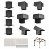 Pavėsinės rinkinys, smailiastogio stogo laikikliai 92 x 92 mm sijoms, 14 dalių komplektas su stulpų pagrindais ir kraigo laikikliais, lauko pavėsinės stoginės montavimo rinkinys