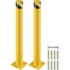 Plieninis apsauginis stulpelis, 107 cm aukščio, 11.4 cm skersmens, geltonas apsauginis stulpas automobilių stovėjimo aikštelėms, šaligatviams, įvažiavimams, 2 vnt. pakuotė