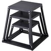 Pliometrinės šuolių dėžės, 3 viename rinkinys, 30.5 cm 45.8 cm 60.9 cm Plyo dėžė fitnesui, judrumo treniruotėms, pakylos platforma, namų sporto salės įranga, juoda
