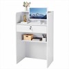 Priimamojo stalas atsiskaitymui, fojė, grožio salonui ir biurui, 60 cm stačiakampis modernus dizainas su stalčiumi, mažas minimalistinis prekystalis, balta parduotuvės kasa, registratūros baldai