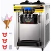 Profesionalus ledų gaminimo aparatas 22-30L, 2350W, 2x6L talpyklos, 2L cilindras, LCD ekranas, minkštų ledų aparatas, šaldyto jogurto mašina restoranui, sidabrinis, užkandžių barui
