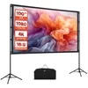Projektorius Projektoriaus ekranas su stovu, 254 cm nešiojamas projekcinis ekranas, 160 laipsnių platus kampas, 4K HD lauko kino ekranas