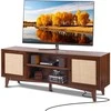 Rotango TV Staliukas 191 cm Televizoriui, Riešuto Spalvos TV Spintelė, Boho TV Staliukas, Medinė TV Konsolė