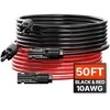 Saulės baterijų prailginimo laidas, 10AWG, 15.2 m, su jungtimis, dvigubas laidas, saulės energijos kabelis