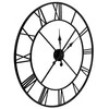 Sieninis laikrodis namams, 80 cm, juodo metalo, retro stiliaus, dekoratyvinis, vintažinis, senovinio stiliaus, didelis