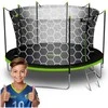 Sodo trampolinas 435 cm su vidiniu apsauginiu tinklu ir kopėčiomis, didelis lauko trampolinas, apvalus trampolinas vaikams, trampolinas kieme