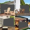Šoninė sodo markizė, ištraukiamas terasos ekranas, oro sąlygoms atspari terasos ritininė žaliuzė, pilkas saulės skydelis balkonui, sodui, lauko gyvenamajai erdvei