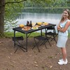 Stovyklavimo stalas TRIP 120x60 cm, juodas medis, reguliuojamas aukštis, sulankstomas pikniko, iškylų, turistinis stalas