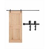Stumdomų svirno tipo durų furnitūros komplektas, 3m bėgis, 150kg keliamoji galia, durims iki 1524mm pločio ir 35-44mm storio, patvarus anglinis plienas, juodas, stumdomų durų sistema, bėgelis durims