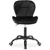 Sukamoji kėdė su ratukais Spiner Juodas, juodo aksomo, 360° pasukama, reguliuojamo aukščio, ergonomiška biuro / darbo / kompiuterio kėdė
