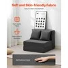 Sulankstoma sofa-lova, trys viename sulankstoma lova su 2 pagalvėmis ir plaunamu užvalkalu, transformuojama fotelis-lova, futono sofa svetainei ir miegamajam, tamsiai pilka vienvietė lova