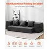 Sulankstoma sofos lova 3 viename, transformuojama sofa su 3 pagalvėmis ir plaunamu užvalkalu, atminties putų miegamasis fotelis, tamsiai pilka futono sofa, sulankstomas čiužinys svečiams
