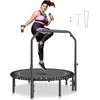Sulankstomas mini batutas, 129.54 cm fitneso batutas, vidaus treniruočių batutas su reguliuojama rankena, suaugusiųjų atšokimo treniruoklis, tylus sodo treniruoklis
