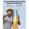 Sunkioji rankinė tvoros stulpų kalyklė, metalinis T formos stulpų muštuvas su ergonomiškomis rankenomis, tinka stulpams iki 155 mm, plieno polių kalimo įrankis ūkiui ir sodui