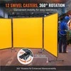 Suvirinimo ekranas su rėmu, 1.8 x 1.8 m 3 dalių ugniai atspari vinilo užuolaida, mobilus su 12 sukamųjų ratukų dirbtuvių apsaugai, geltonas suvirinimo barjeras, pramoninis saugos ekranas, apsauginė sienelė