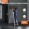 Teleskopinės kopėčios A formos 4.0 metrų, daugiafunkcinės ištraukiamos kopėčios namų darbams, 149.7kg keliamoji galia