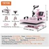 VEVOR Termopreso mašina 15x15 cm 8 in 1 su 850 ml presu marškinėliams rožinė