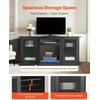 TV staliukas Medinis TV stovas televizoriams iki 1651 mm, modernus pramogų centras su LED šviesomis, juoda TV spintelė su stiklinėmis durelėmis