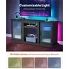 TV staliukas Medinis TV stovas televizoriams iki 1651 mm, modernus pramogų centras su LED šviesomis, juoda TV spintelė su stiklinėmis durelėmis