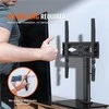 TV staliukas Pasukamas universalus televizoriaus stovas, reguliuojamo aukščio grindų laikiklis 81-140 cm televizoriams, nešiojamas grūdinto stiklo pagrindas, miegamojo ir svetainės TV laikiklis