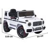 Vaikiškas elektrinis automobilis Mercedes AMG G63 baltas, važiuojamas, licencijuotas, žaislinis automobilis vaikams, elektromobilis