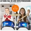 Vaikų būgnų komplektas, 5 dalių, 16 colių, pradedantiesiems, mėlynas, su kėdute, muzikos instrumentas, būgnai vaikams, mušamųjų rinkinys