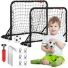 Vaikų futbolo vartai, 2 vnt., sulankstomi, plieniniai, juodi, nešiojami, mini futbolo vartai, treniruočių vartai