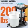 Valymo vežimėlis, 3 lentynų komercinis valymo vežimėlis, 90.7kg talpos plastikinis namų tvarkymo vežimėlis, su 94.6 l PVC maišu, valymo vežimėlis