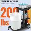 Valymo vežimėlis, 3 lentynų komercinis valymo vežimėlis, 90,7kg talpos plastikinis namų tvarkymo vežimėlis, su PVC maišu, valymo priemonių vežimėlis