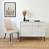 Velvetinis valgomojo kėdė, smėlio spalvos, modernus dizainas, dygsniuota, ergonomiška, patogi virtuvės kėdė su atlošu