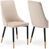 Velvetinis valgomojo kėdė, smėlio spalvos, modernus dizainas, dygsniuota, ergonomiška, patogi virtuvės kėdė su atlošu