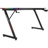 Žaidimų stalas 140 cm su RGB LED apšvietimu ir kilimėliu, juodas kompiuterio stalas, e-sporto stalas, žaidimų konsolės stalas, PC stalas
