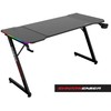 Žaidimų stalas 140 cm su RGB LED apšvietimu ir kilimėliu, juodas kompiuterio stalas, e-sporto stalas, žaidimų konsolės stalas, PC stalas