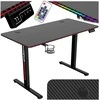 Žaidimų stalas elektrinis, RGB LED, 120 cm, reguliuojamas aukštis, ergonomiškas, kompiuterio stalas, žaidimų konsolės stalas