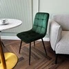 Žalios aksominės valgomojo kėdės, metalinėmis kojomis, dygsniuotos, modernios, virtuvės, svetainės