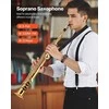 Žalvarinis sopraninis saksofonas Bb, pradedantiesiems, 23 klavišų, solo ir džiazo atlikimui, patvarus elektroforezinis padengimas, pučiamasis instrumentas, saksas