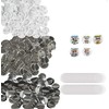 Ženkliukų gamybos priedai, 32 mm, 500 vnt., metaliniai ir plastikiniai komponentai, sagės dalys, mygtukų ruošiniai