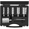 Žiedinių frezų rinkinys, magnetiniams gręžtuvams, greitaeigio plieno skylių pjūklai, 25.4 mm iki 50.8 mm bimetalinių frezų rinkinys, Weldon kotelio skylių frezų rinkinys